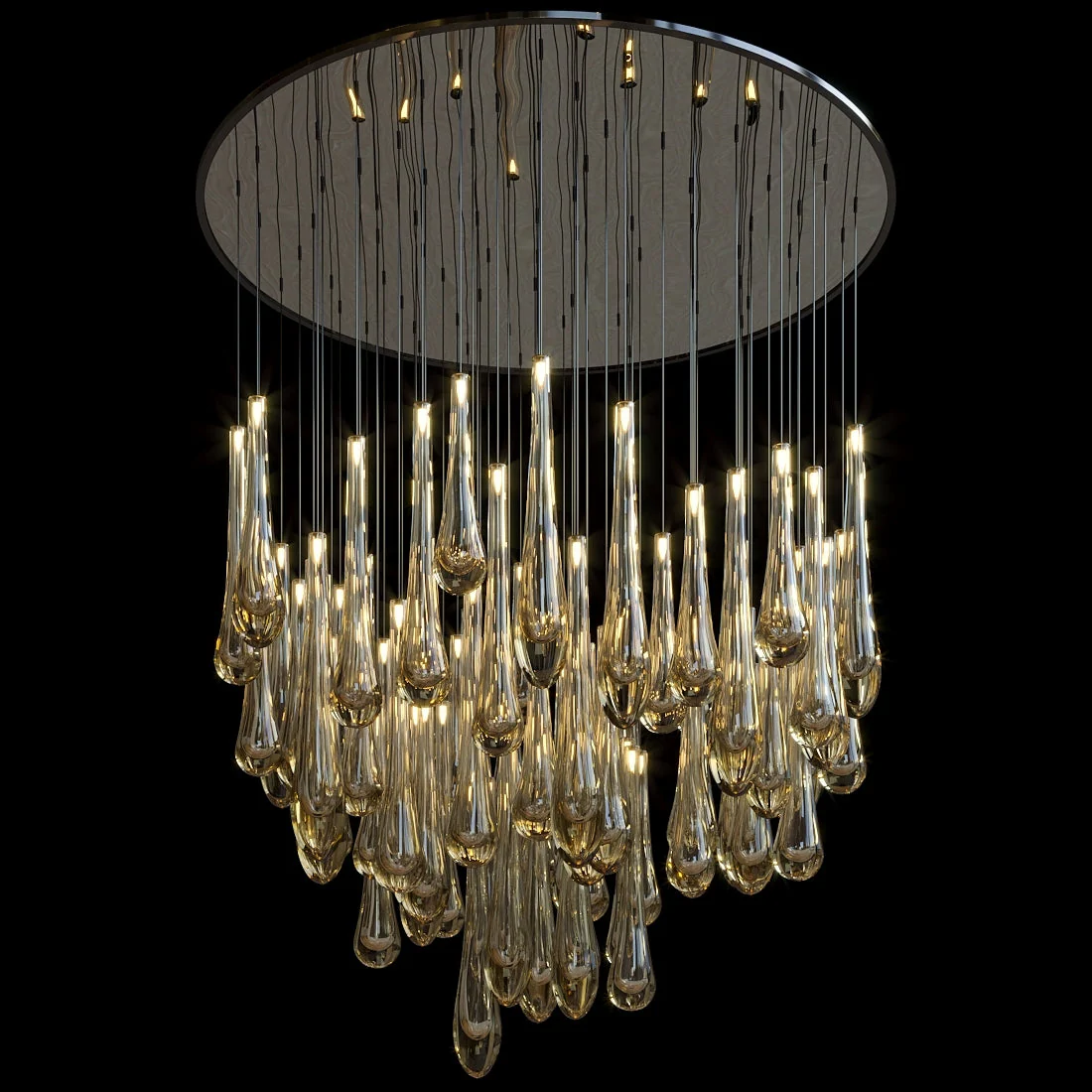 Aurelia Amber Teardrop Rain Glass Chandelier