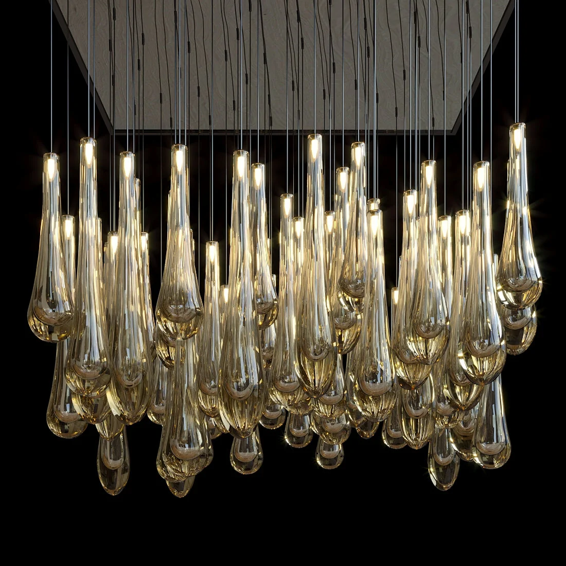 Aurelia Amber Teardrop Rain Glass Chandelier - Image 2