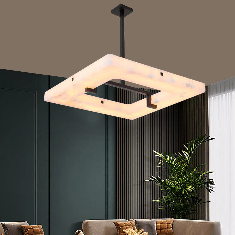 Amelia Square Alabaster Living Room Chandelier - Image 2