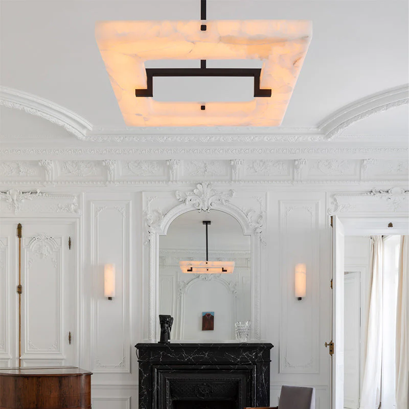 Amelia Square Alabaster Living Room Chandelier - Image 6