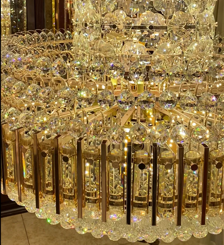 American Luxuary multi level crystal chandelier hotel lobby hall living room - Image 3