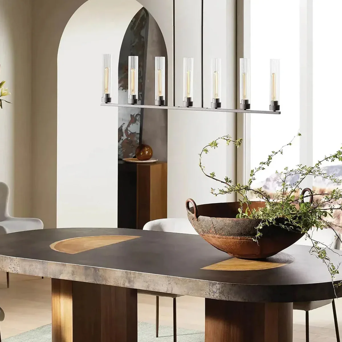 Andreas Glass Linear Chandelier Lighting - Image 17