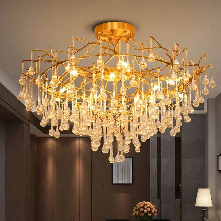 Anita Brass Crystal Branch Chandelier - Image 2
