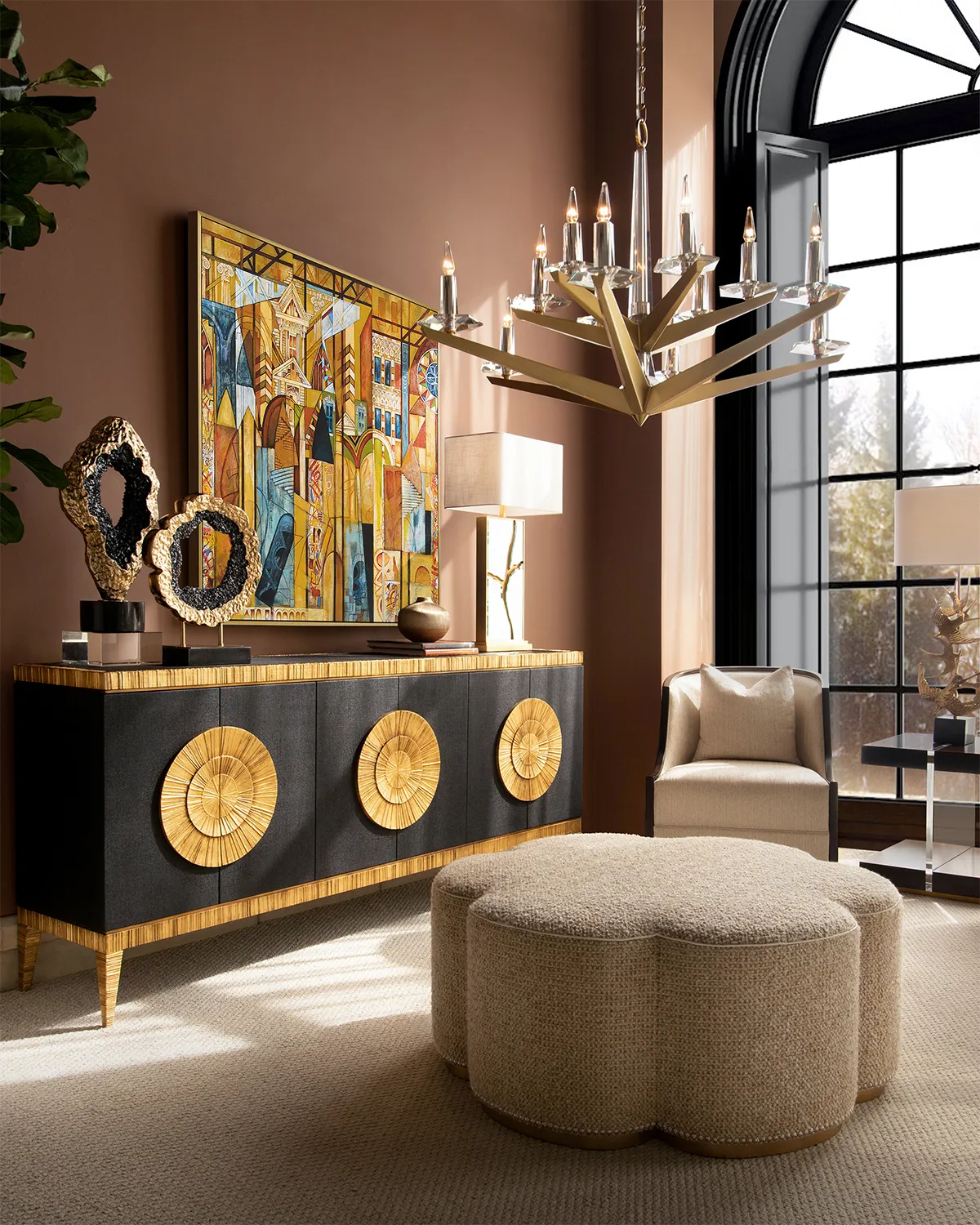 Antares Natural Brass Chandelier 48"D - Image 2