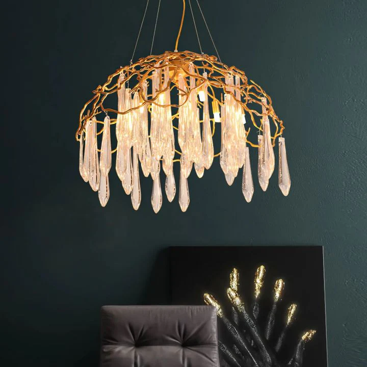 Aqua Dome Glass Branch Chandelier - Image 4