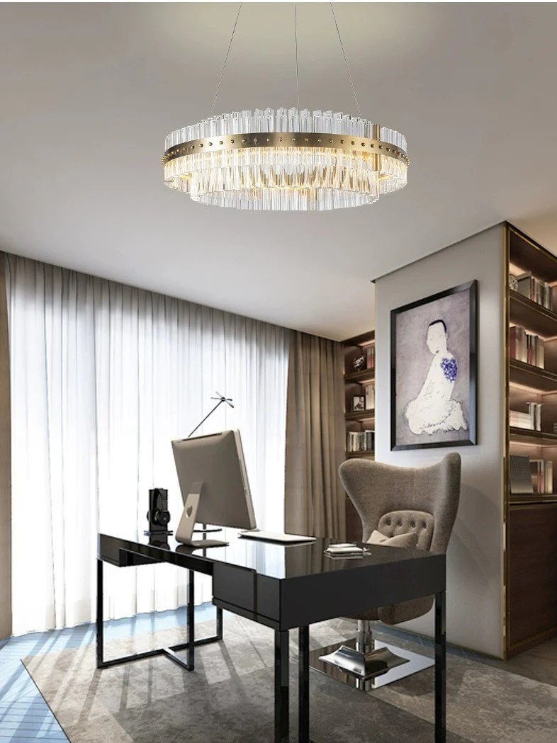 Aquinox 2-Tier Oval Crystal Ring LED Chandelier - Image 3