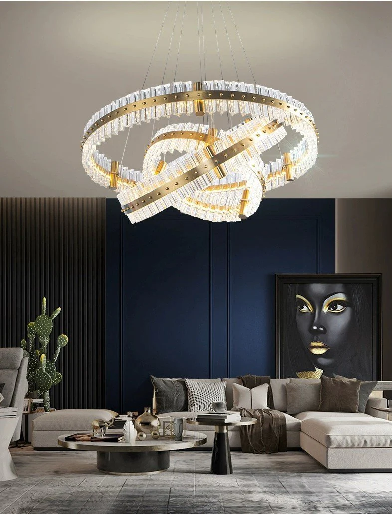 Aquinox 3-Tier Round Crystal Ring LED Chandelier - Image 3