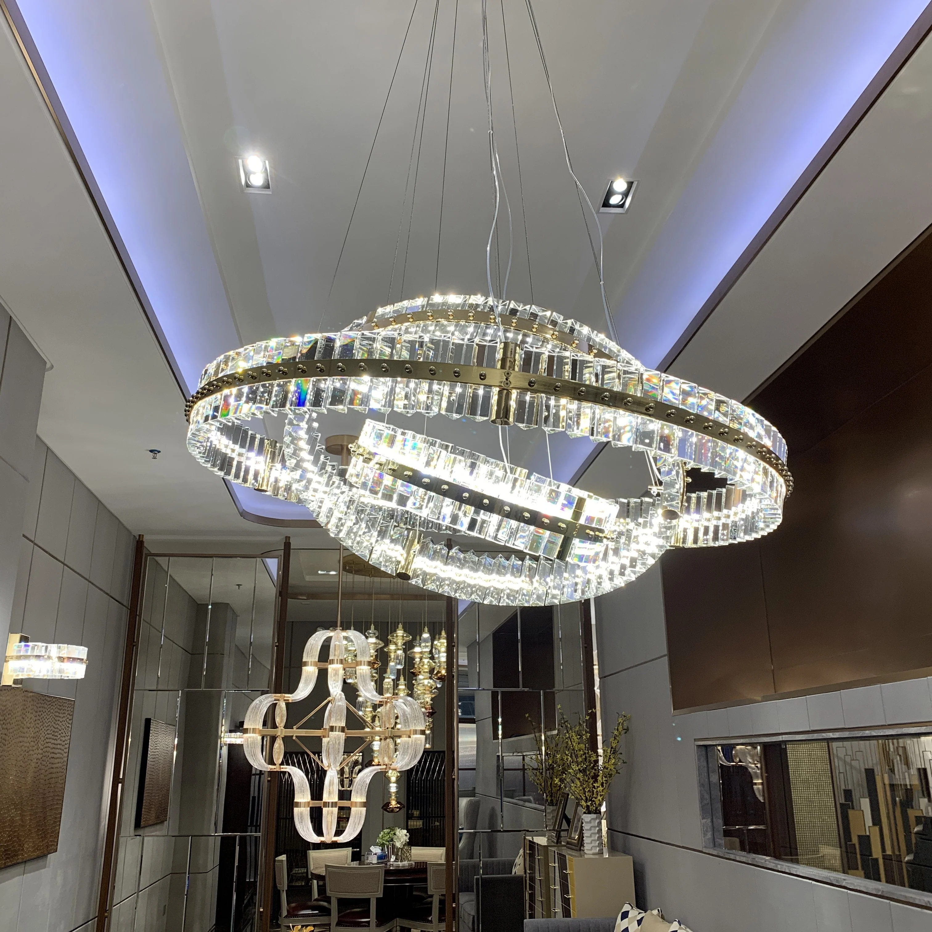 Aquinox 3-Tier Round Crystal Ring LED Chandelier - Image 4