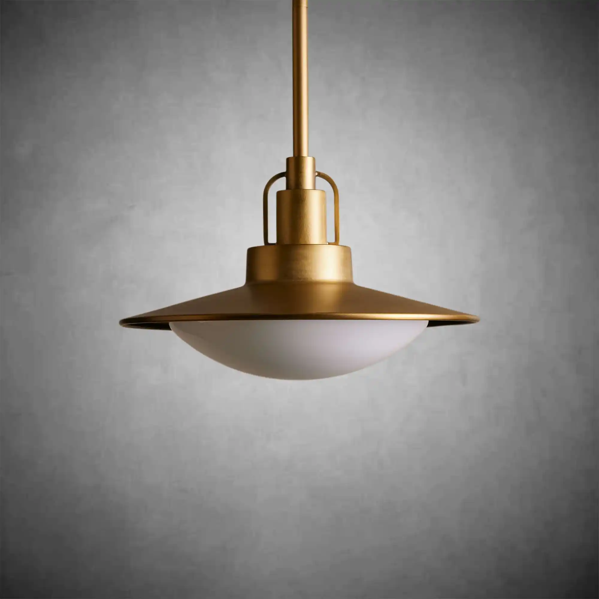 Argent Brass Finish Iron Pendant Light with Opal Glass Dome - Image 2