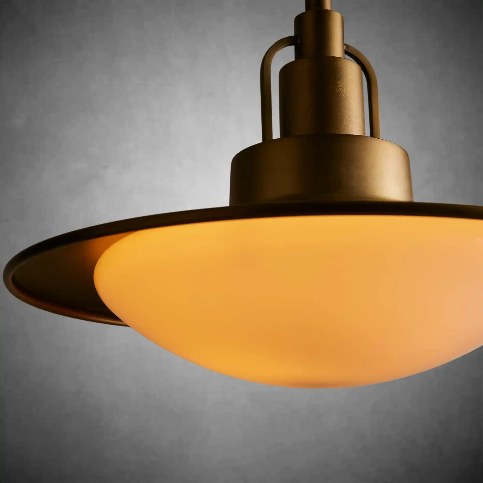 Argent Brass Finish Iron Pendant Light with Opal Glass Dome - Image 3