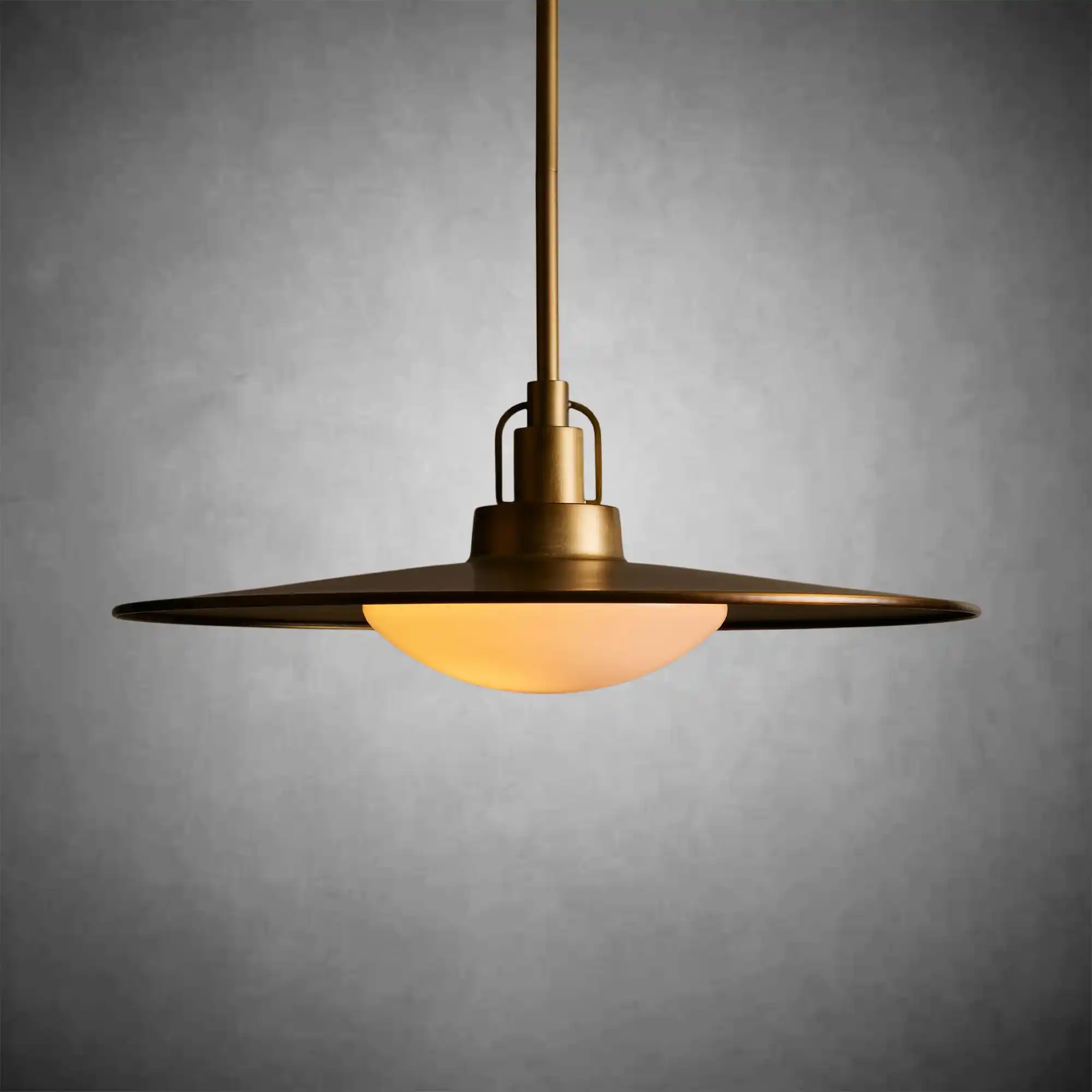 Argent Brass Finish Iron Pendant Light with Opal Glass Dome - Image 7
