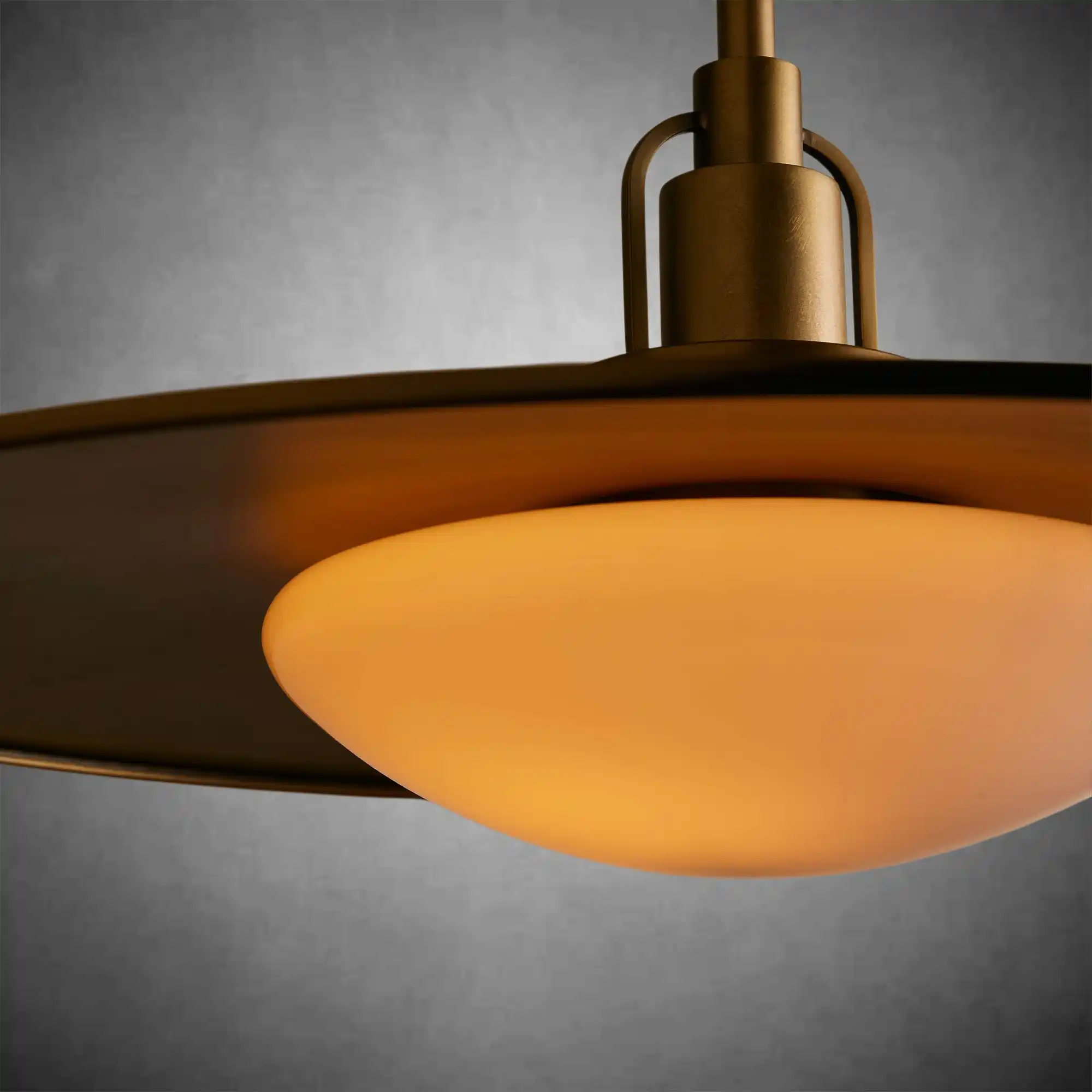 Argent Brass Finish Iron Pendant Light with Opal Glass Dome - Image 9