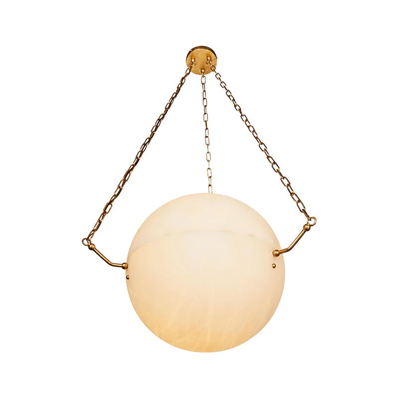 Alabaster Sphere Suspension Lamp, Pendant Kitchen Island Lamp - Image 3