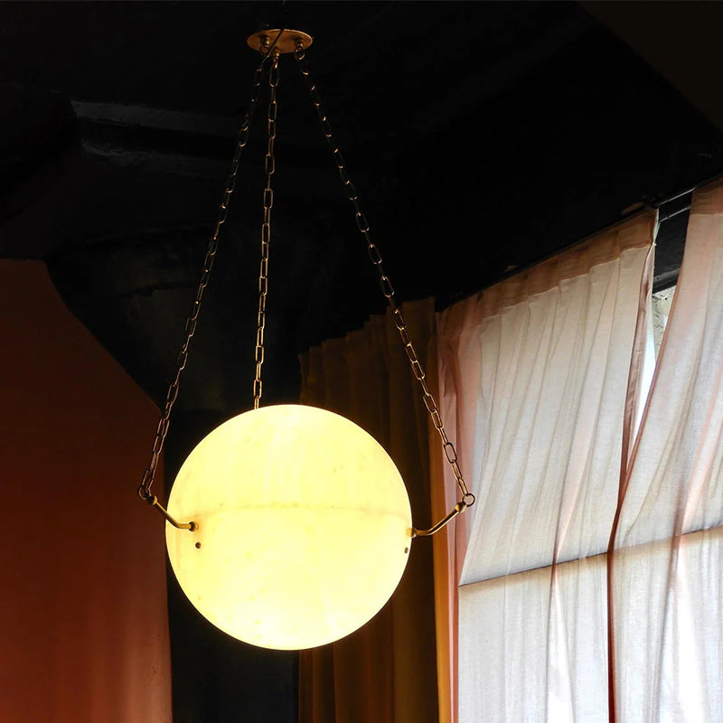 Alabaster Sphere Suspension Lamp, Pendant Kitchen Island Lamp - Image 4