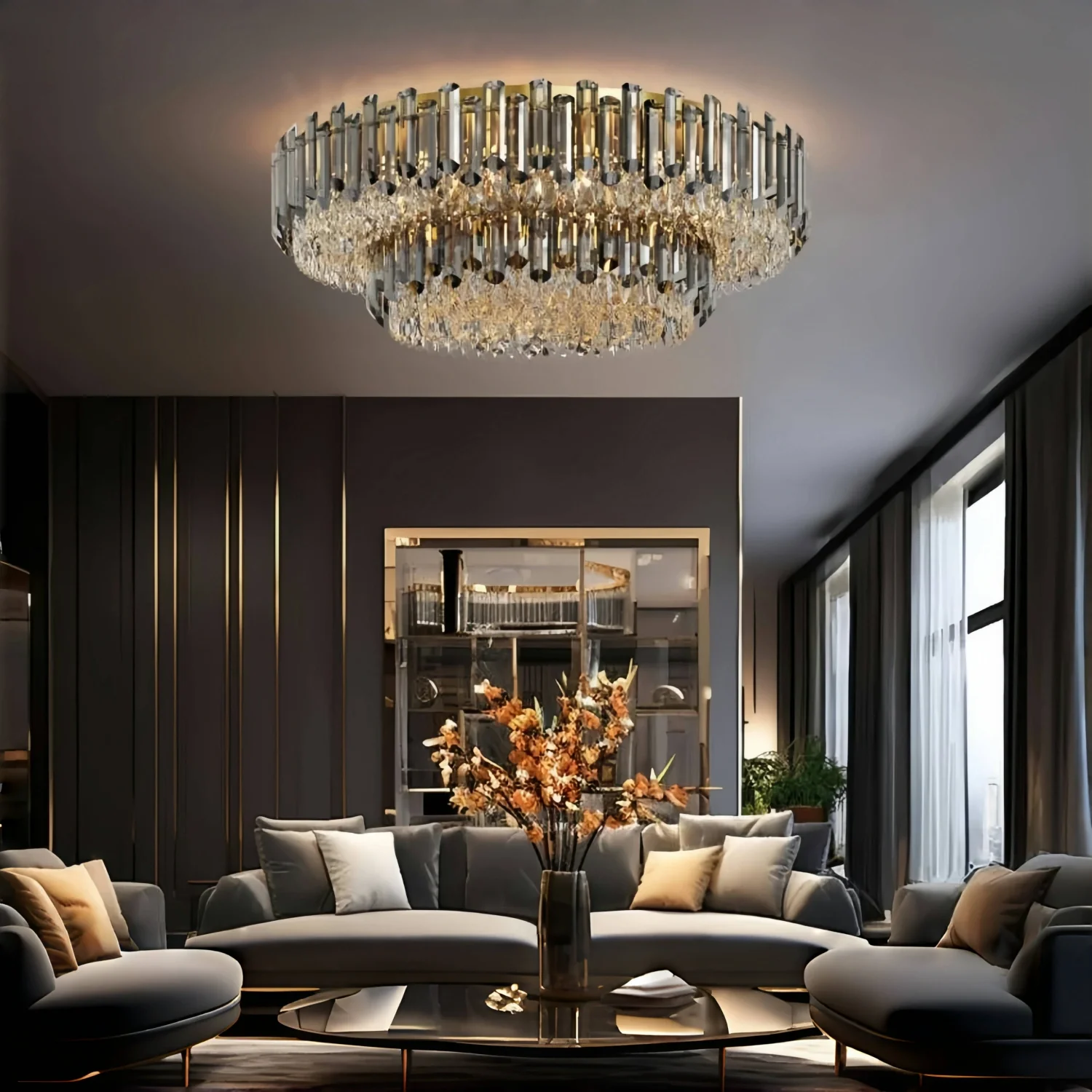 Arina Luxury Round Crystal Chandelier 31" - Image 3