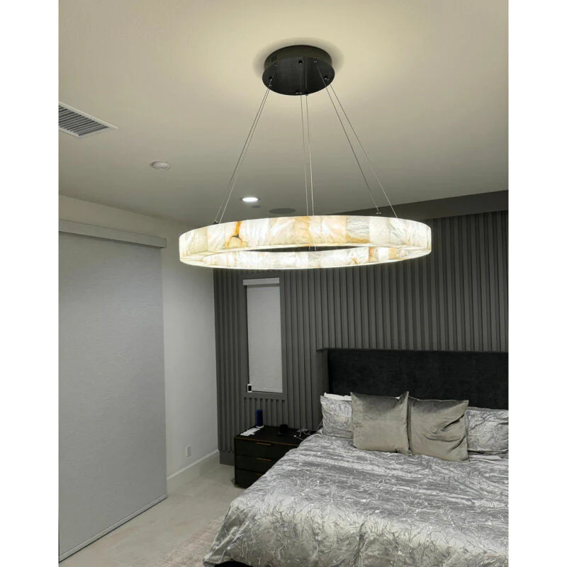 Art Alabaster Ring Chandelier for Living Room/Bedroom - Image 3