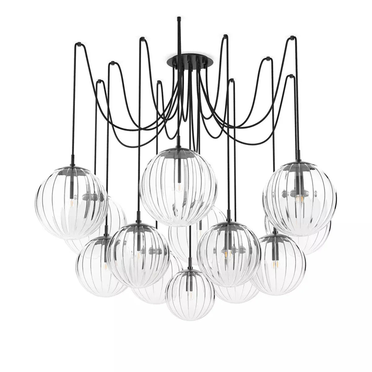 Art Crystal Ball Spider Chandelier Clear Ribbon Glass - Image 11