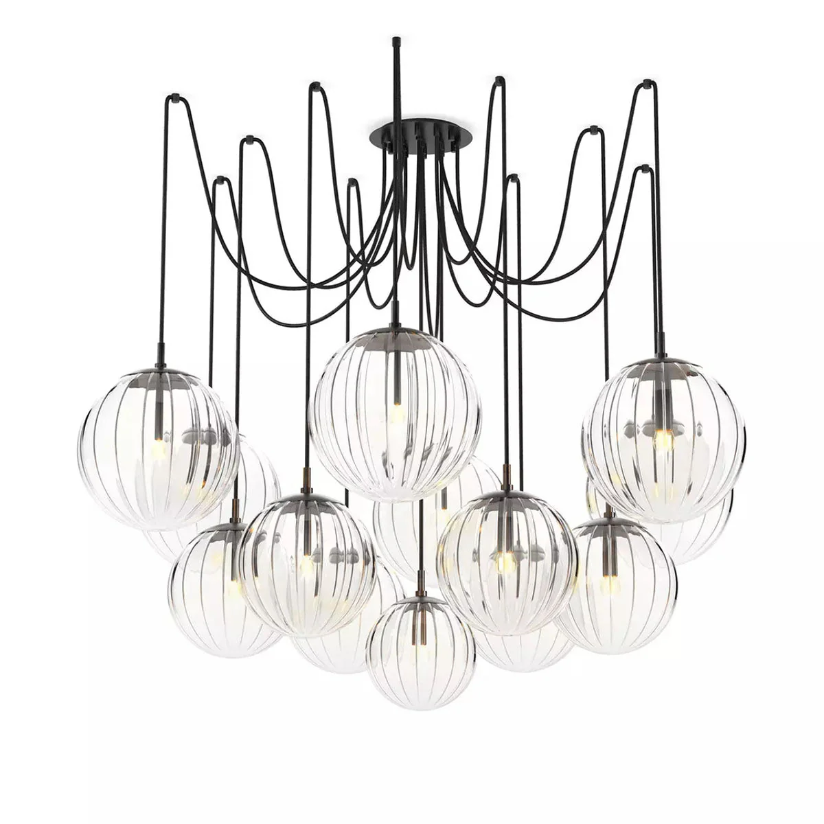 Art Crystal Ball Spider Chandelier Clear Ribbon Glass - Image 12