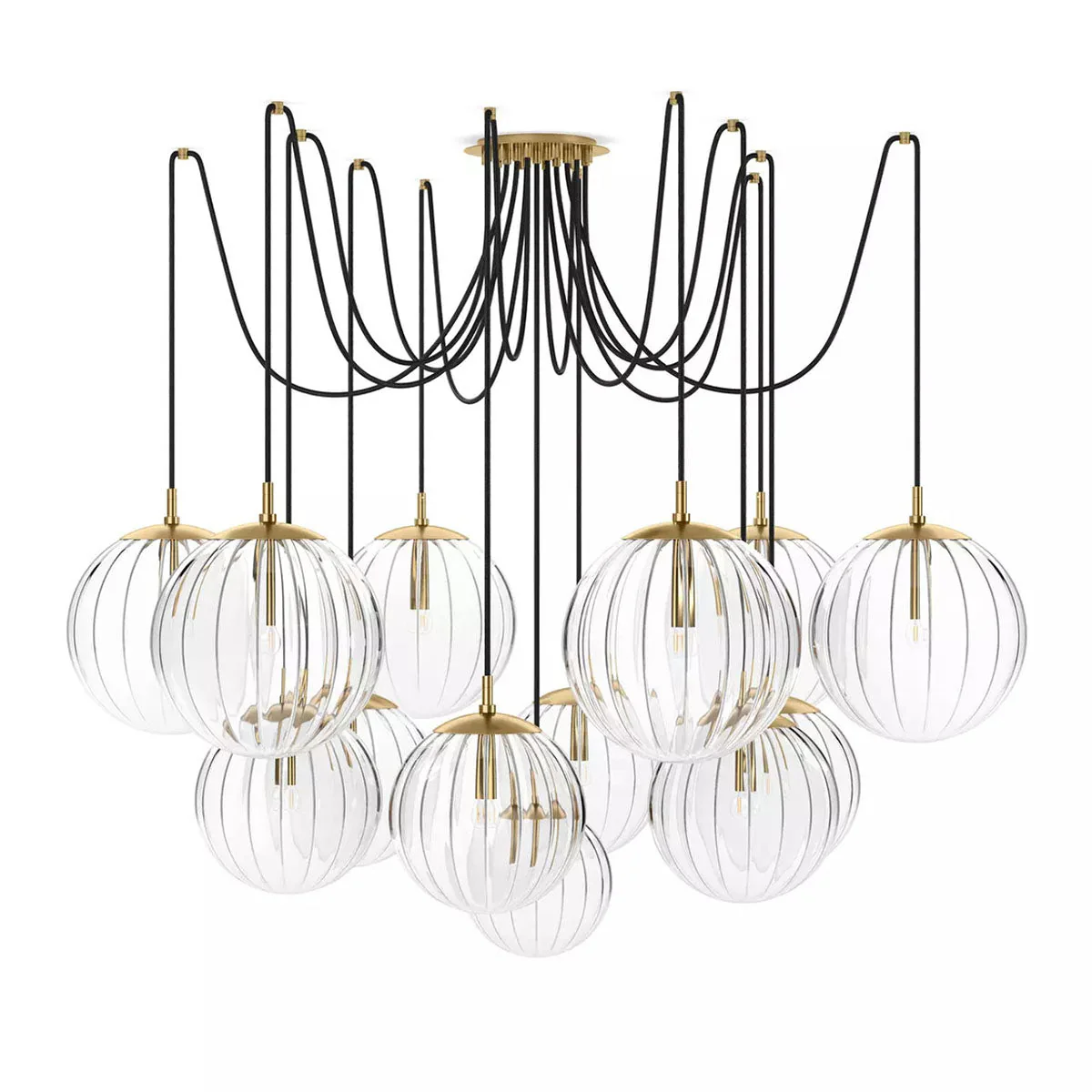 Art Crystal Ball Spider Chandelier Clear Ribbon Glass - Image 2
