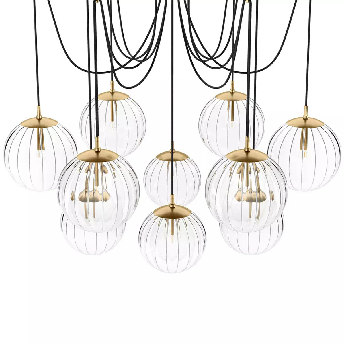 Art Crystal Ball Spider Chandelier Clear Ribbon Glass - Image 3