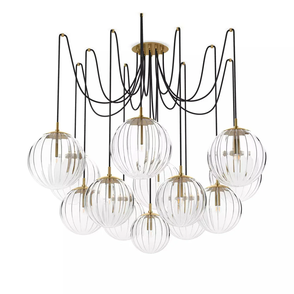 Art Crystal Ball Spider Chandelier Clear Ribbon Glass - Image 5