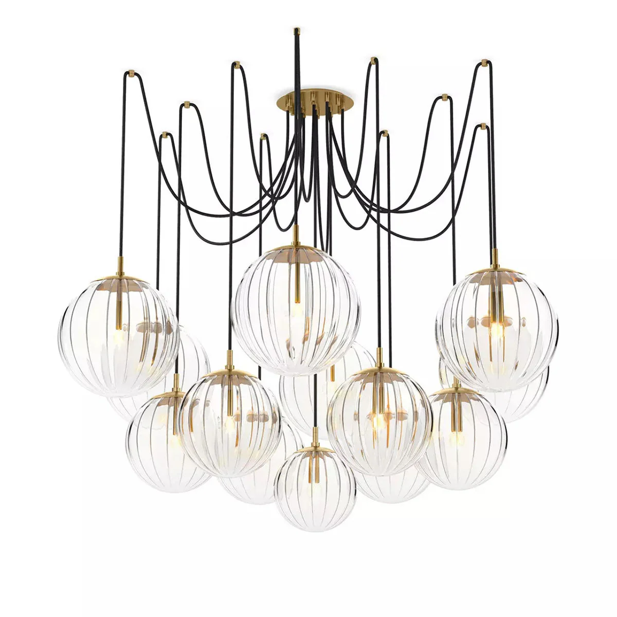 Art Crystal Ball Spider Chandelier Clear Ribbon Glass - Image 6