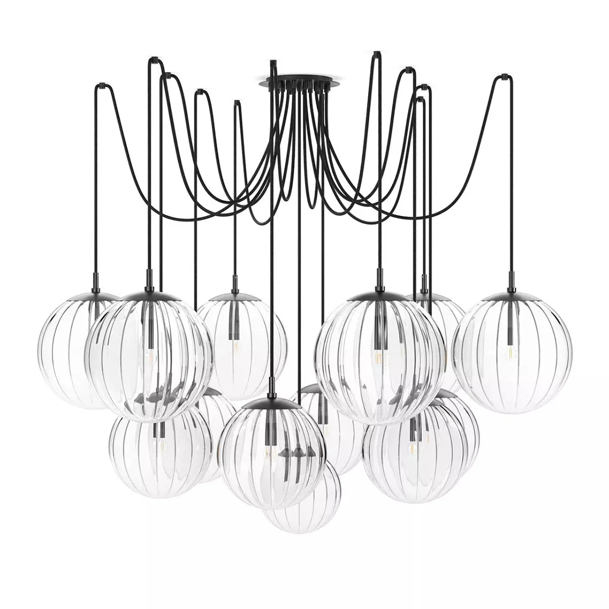 Art Crystal Ball Spider Chandelier Clear Ribbon Glass - Image 7