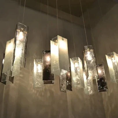 Art Design 1/25/60/84-Light Colorful Rectangle Cluster Glass Tile Pendant/Chandelier - Image 11