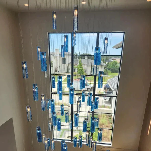 Art Design 1/25/60/84-Light Colorful Rectangle Cluster Glass Tile Pendant/Chandelier - Image 3