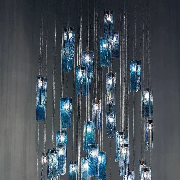 Art Design 1/25/60/84-Light Colorful Rectangle Cluster Glass Tile Pendant/Chandelier - Image 4
