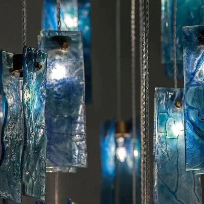 Art Design 1/25/60/84-Light Colorful Rectangle Cluster Glass Tile Pendant/Chandelier - Image 6
