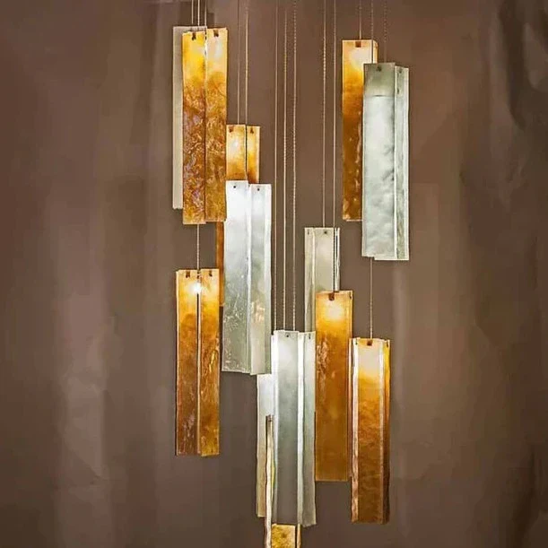 Art Design 1/25/60/84-Light Colorful Rectangle Cluster Glass Tile Pendant/Chandelier - Image 7