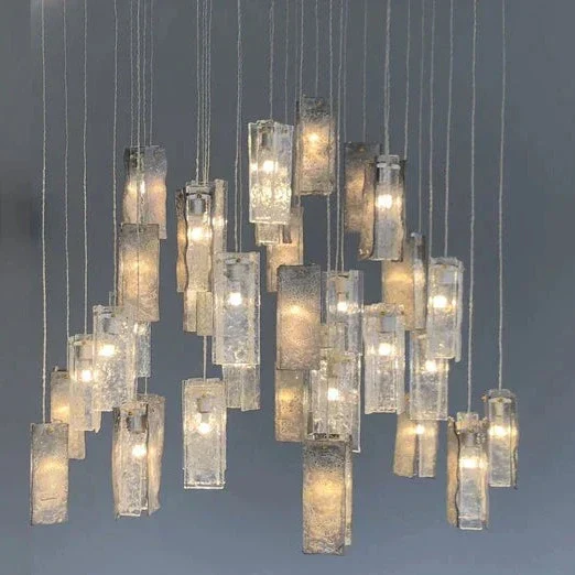 Art Design 1/25/60/84-Light Colorful Rectangle Cluster Glass Tile Pendant/Chandelier - Image 9