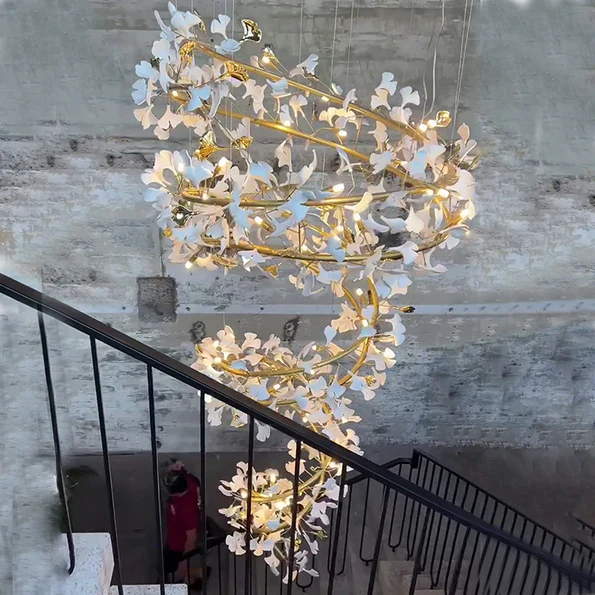 Art Design Ceramic Ginkgo Chandelier for Living Room/Staircase/Entryway/Foyer - Image 2