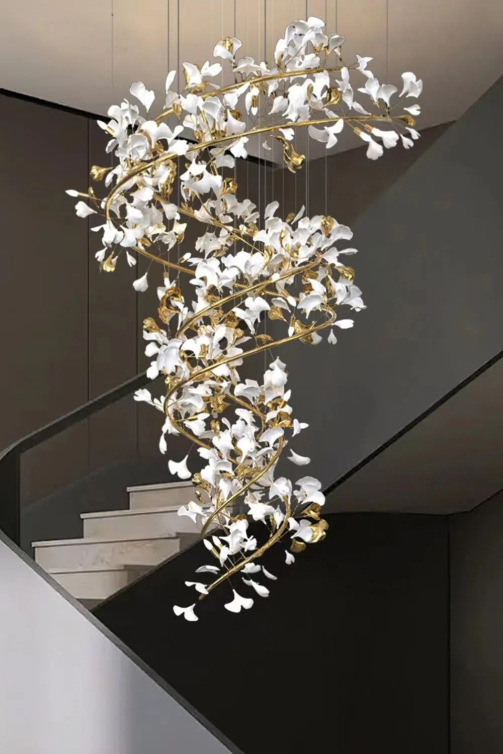 Art Design Ceramic Ginkgo Chandelier for Living Room/Staircase/Entryway/Foyer - Image 3