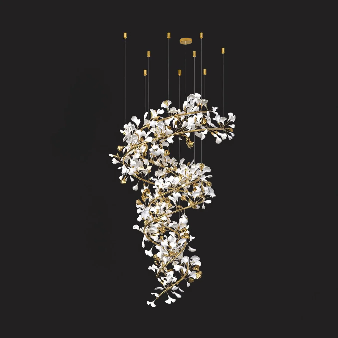 Art Design Ceramic Ginkgo Chandelier for Living Room/Staircase/Entryway/Foyer - Image 4