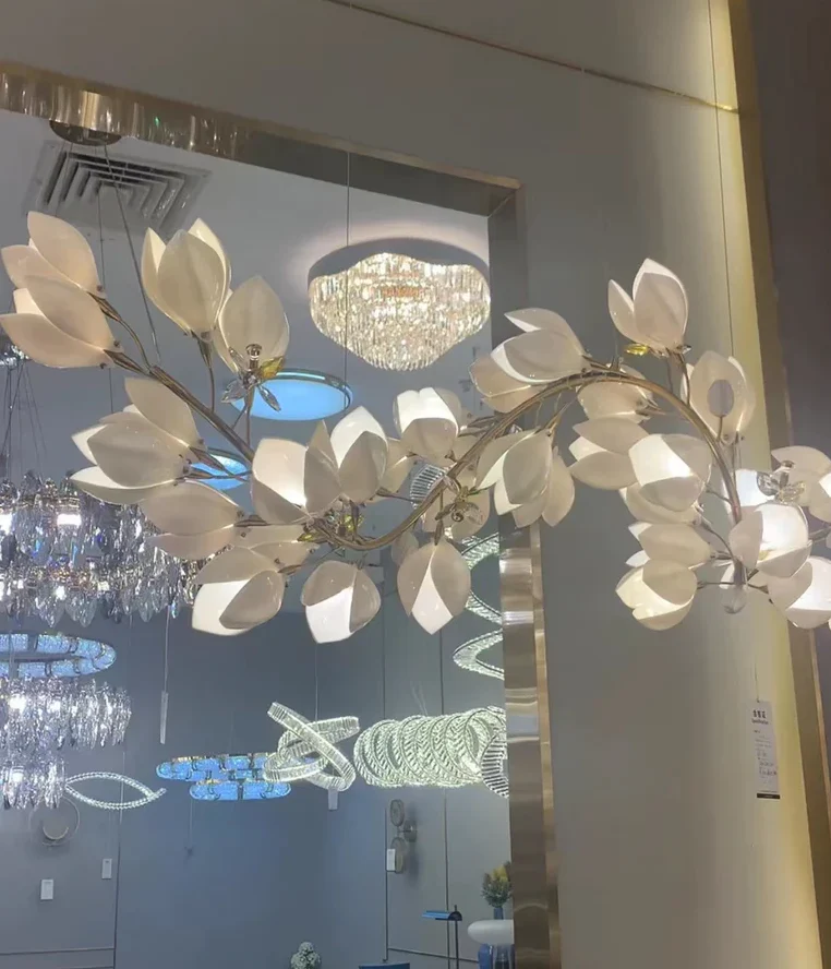 Art Design Creative Ceramic Magnolia Ring/Linear Chandelier for Bedroom/Living Room/Dining Room/Kitchen Island - Image 15