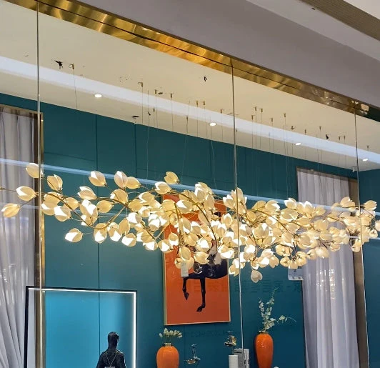 Art Design Creative Ceramic Magnolia Ring/Linear Chandelier for Bedroom/Living Room/Dining Room/Kitchen Island - Image 3