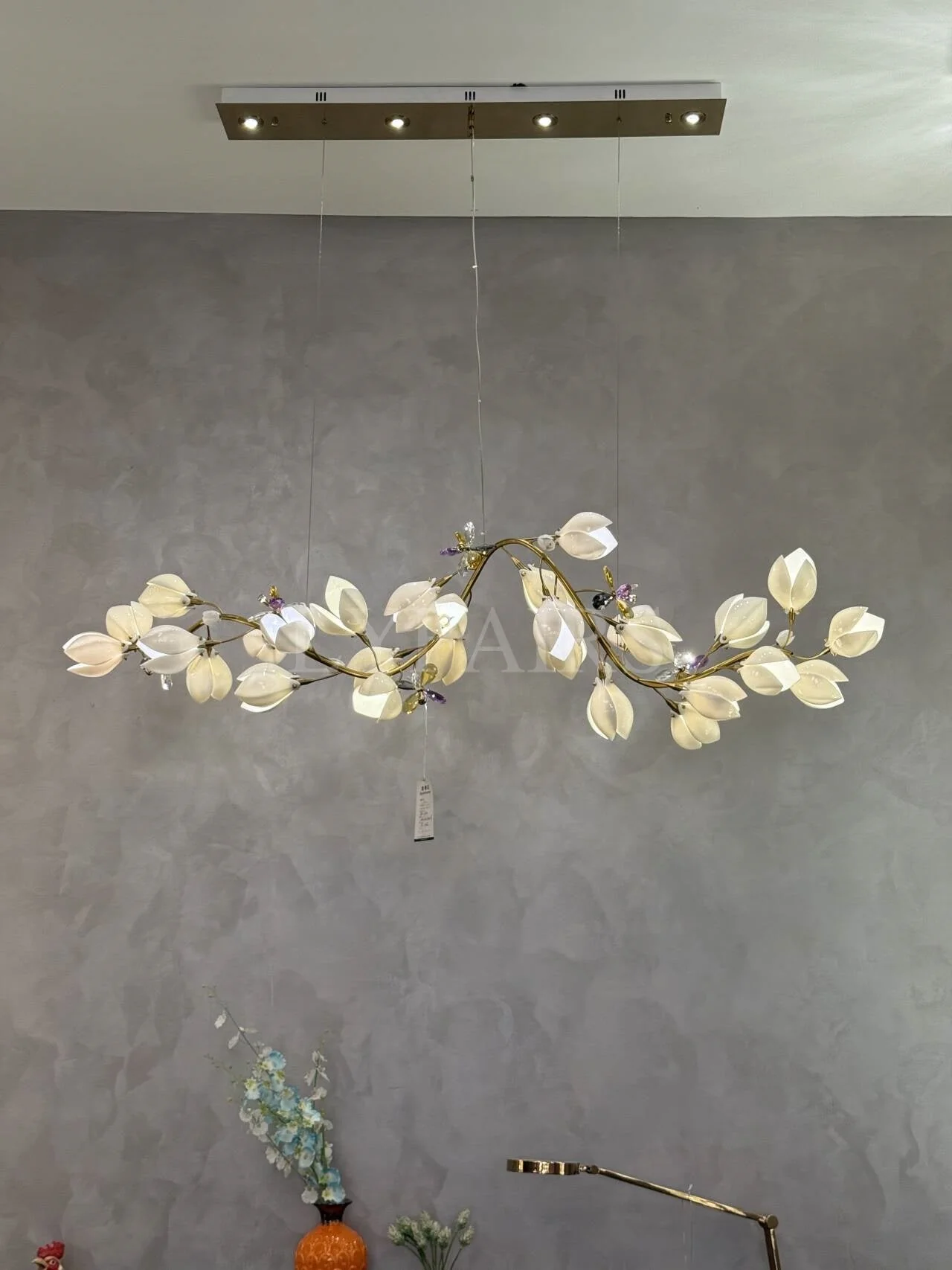 Art Design Creative Ceramic Magnolia Ring/Linear Chandelier for Bedroom/Living Room/Dining Room/Kitchen Island - Image 8