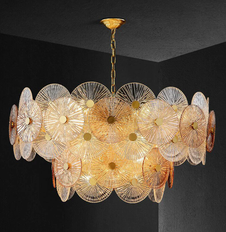 Light Luxury Art Design Creative Round Multi-tiered Glass Chandelier for Living Room/Bedroom - Image 10