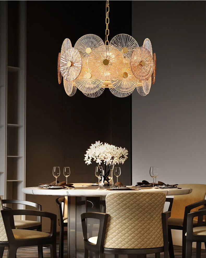 Light Luxury Art Design Creative Round Multi-tiered Glass Chandelier for Living Room/Bedroom - Image 12