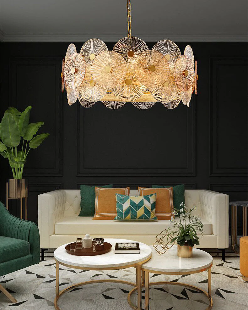 Light Luxury Art Design Creative Round Multi-tiered Glass Chandelier for Living Room/Bedroom - Image 13