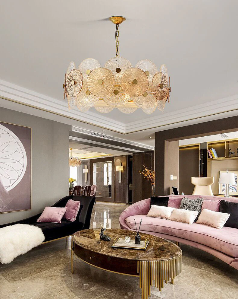 Light Luxury Art Design Creative Round Multi-tiered Glass Chandelier for Living Room/Bedroom - Image 14