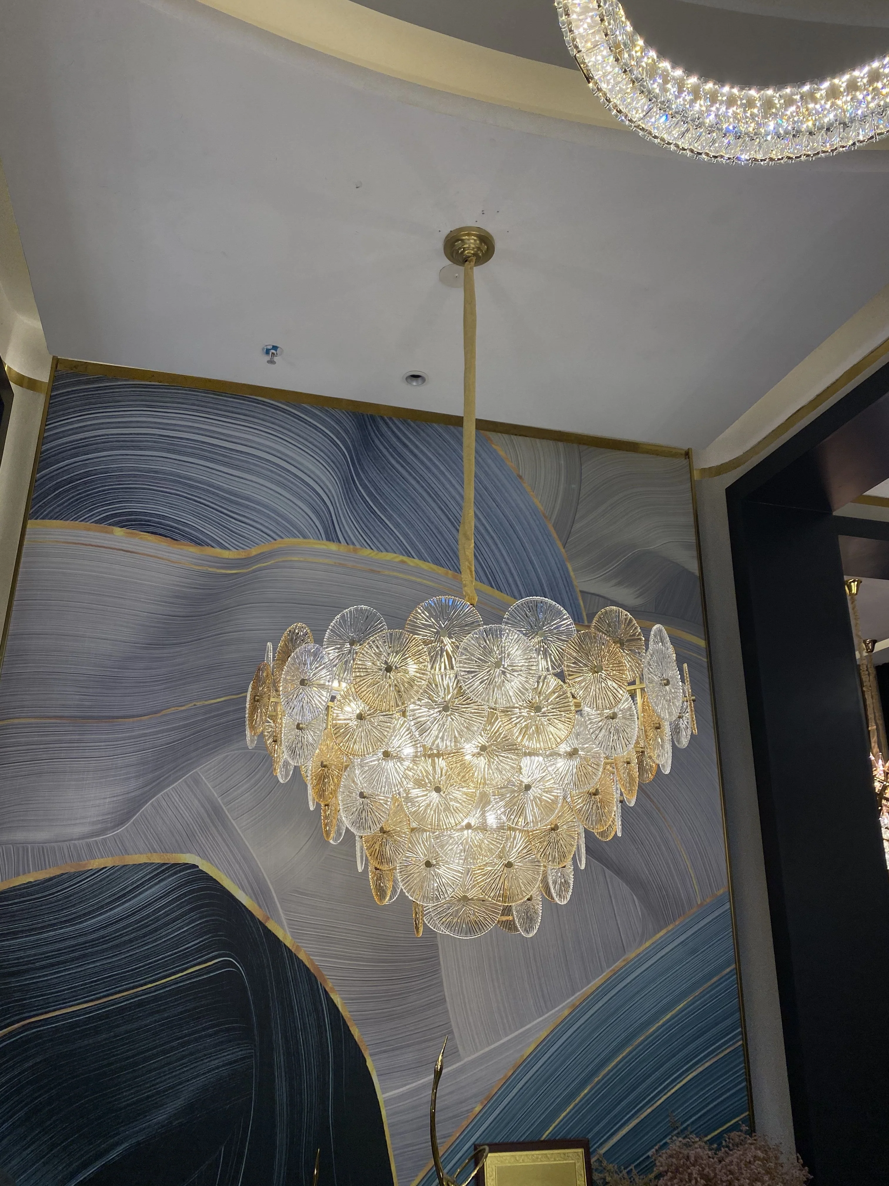 Light Luxury Art Design Creative Round Multi-tiered Glass Chandelier for Living Room/Bedroom - Image 16