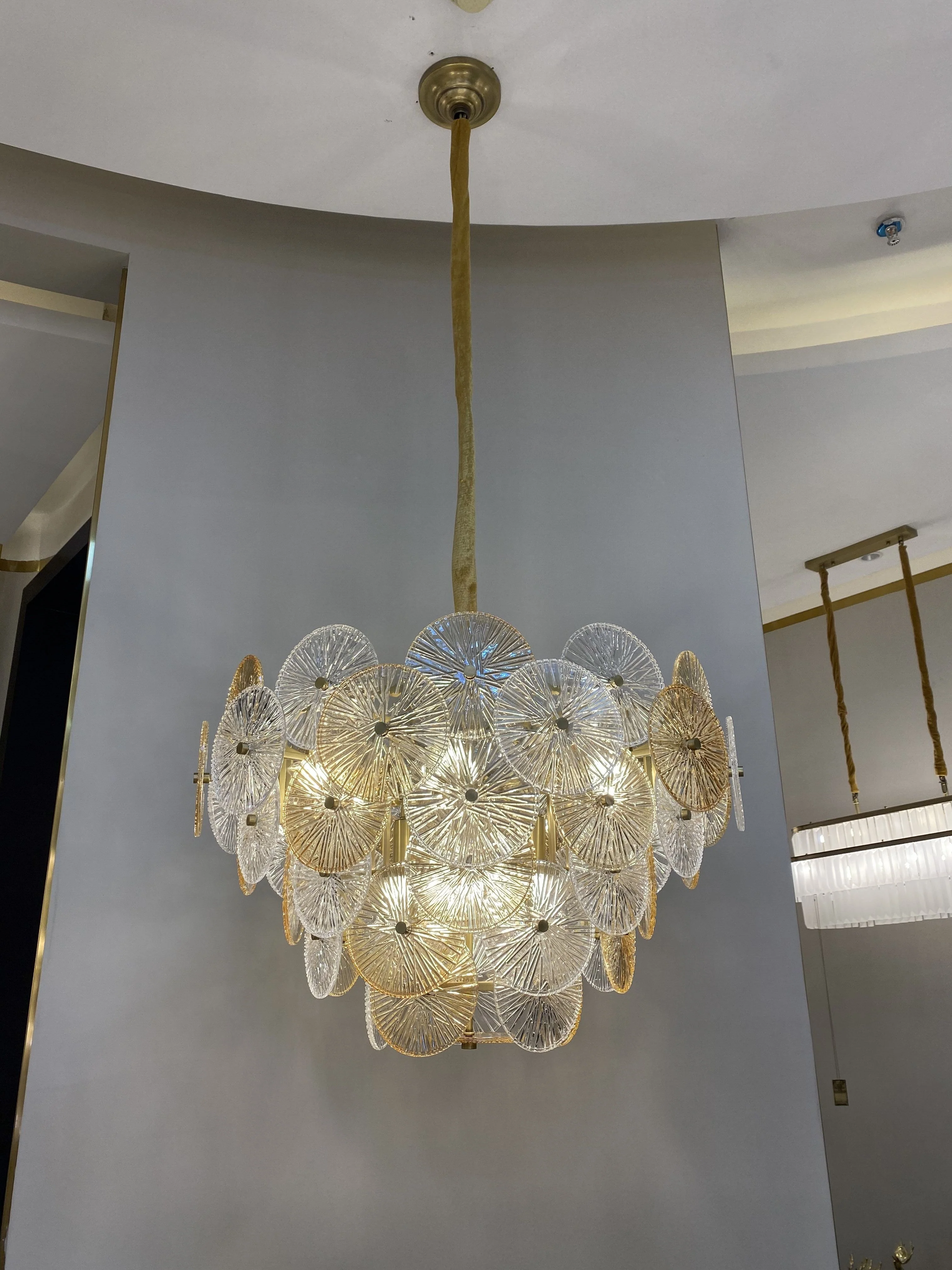 Light Luxury Art Design Creative Round Multi-tiered Glass Chandelier for Living Room/Bedroom - Image 18