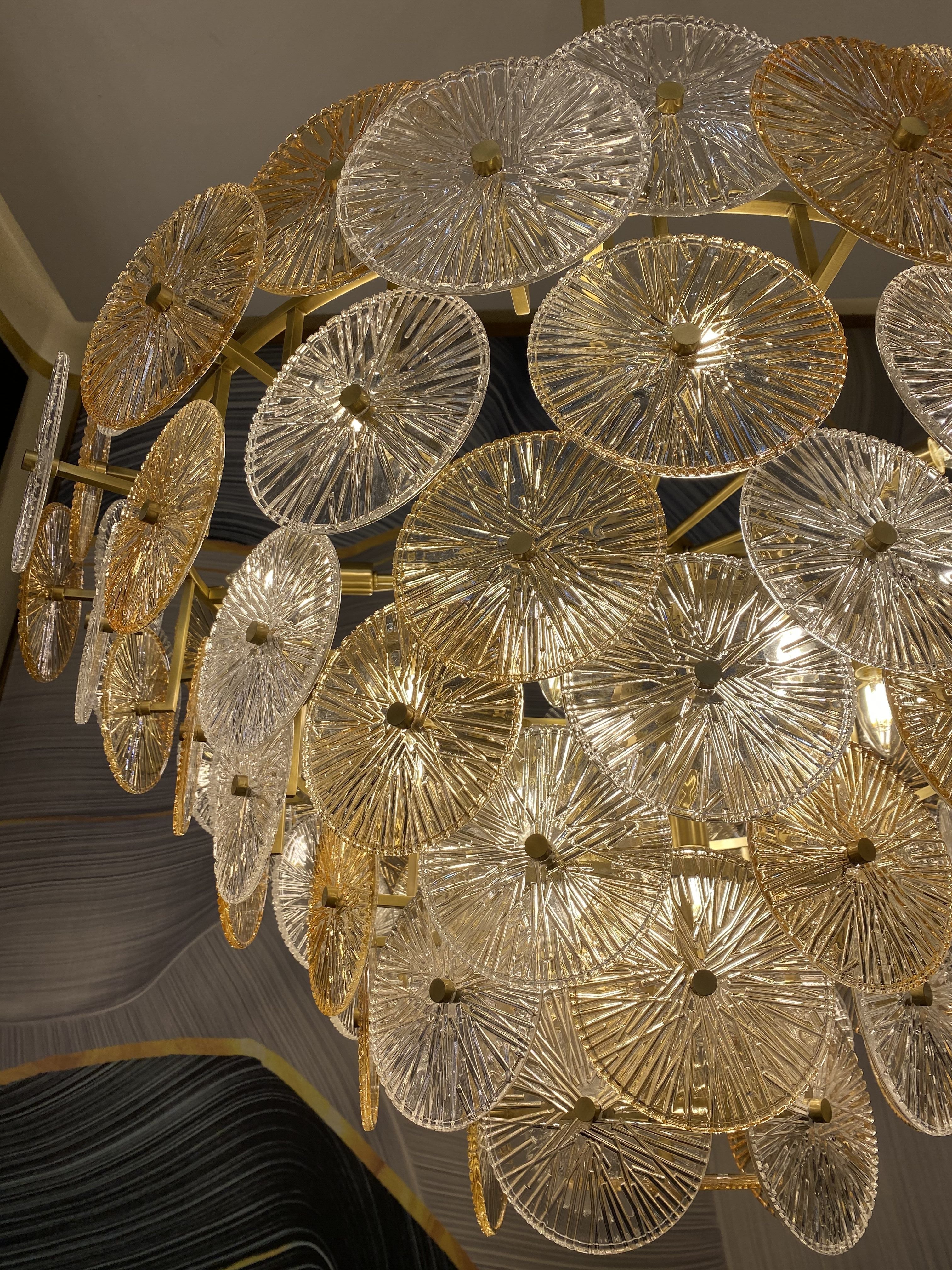 Light Luxury Art Design Creative Round Multi-tiered Glass Chandelier for Living Room/Bedroom - Image 19