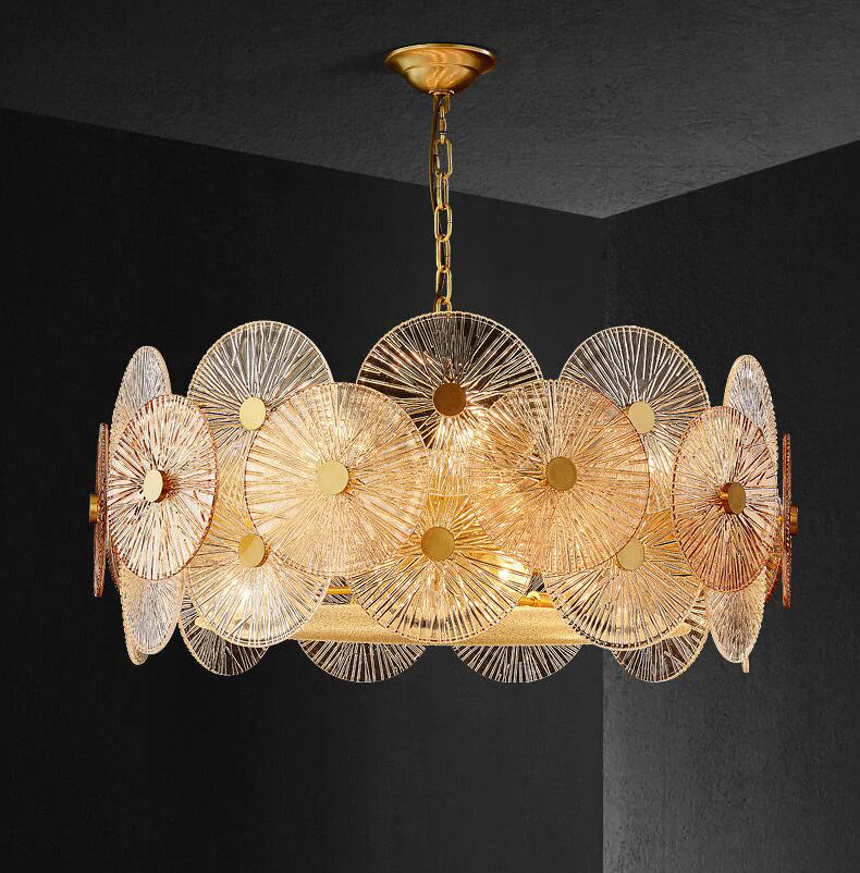 Light Luxury Art Design Creative Round Multi-tiered Glass Chandelier for Living Room/Bedroom - Image 2