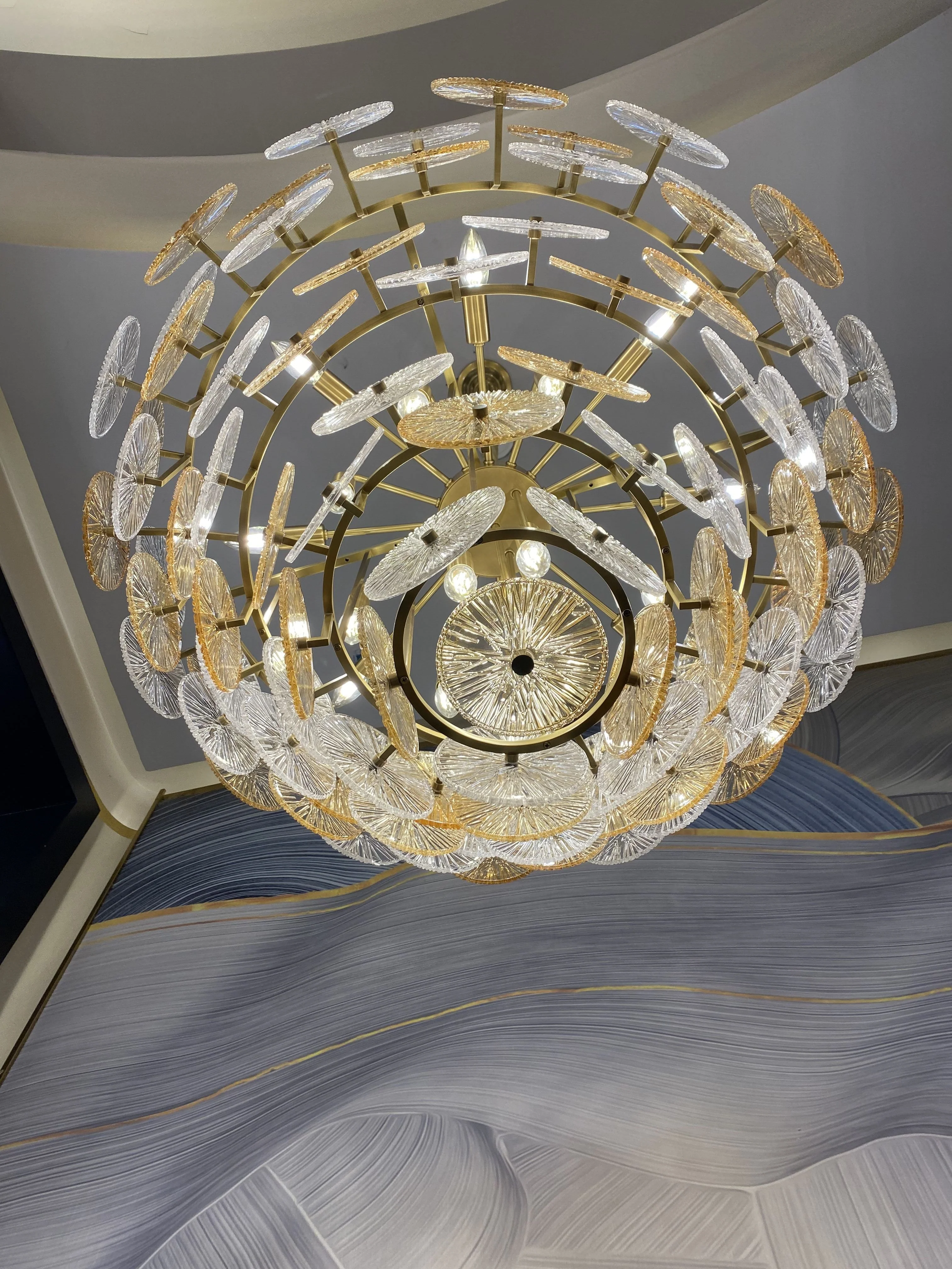 Light Luxury Art Design Creative Round Multi-tiered Glass Chandelier for Living Room/Bedroom - Image 23