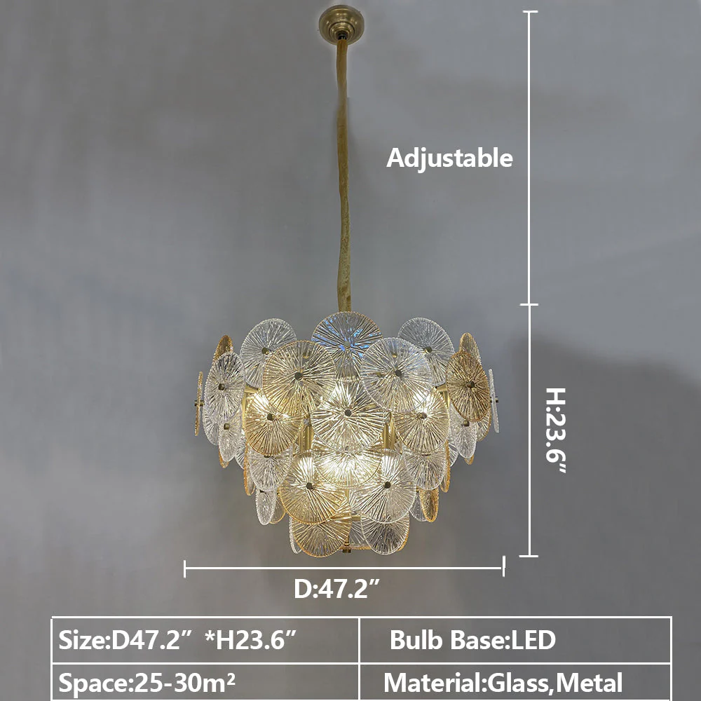 Light Luxury Art Design Creative Round Multi-tiered Glass Chandelier for Living Room/Bedroom - Image 29