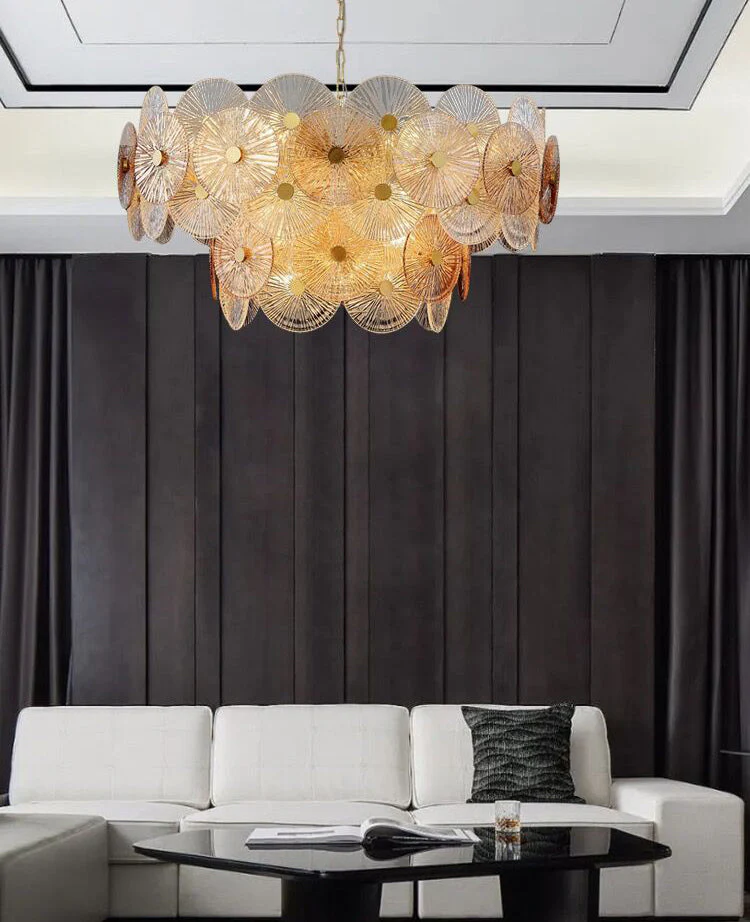 Light Luxury Art Design Creative Round Multi-tiered Glass Chandelier for Living Room/Bedroom - Image 6